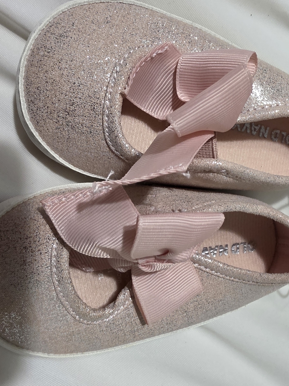 Old Navy Girls Glitter Bow Slip-On Shoes - Light Pink